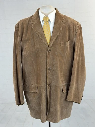 J. Ferrar Men's Brown 100% Genuine Leather Cowboy Jacket XLT Three Button Coat - product listing photo