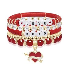 Valentines Gifts For Her - Love Heart Bracelets for Girlfriend, Lover, Best Red