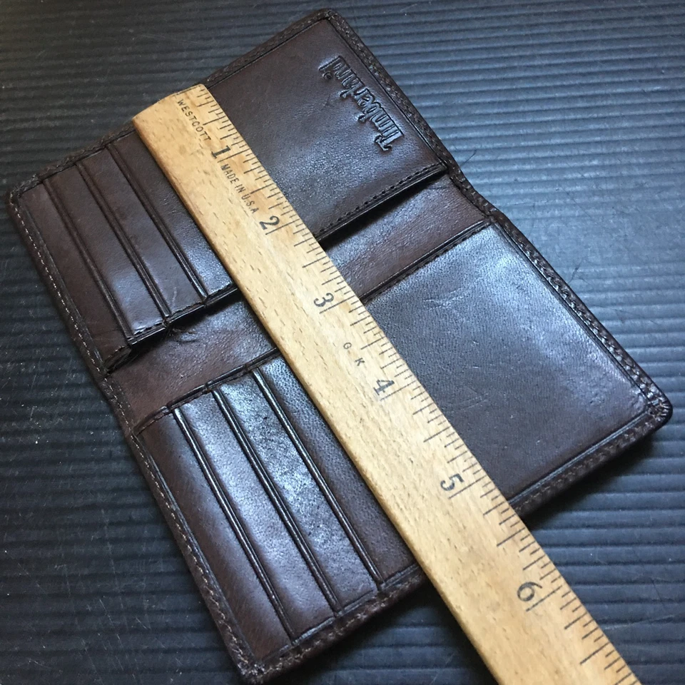 Cartera de cuero genuino marrón plegable Timberland Premium de colección de los años 90 4" L Foto 3 de 4