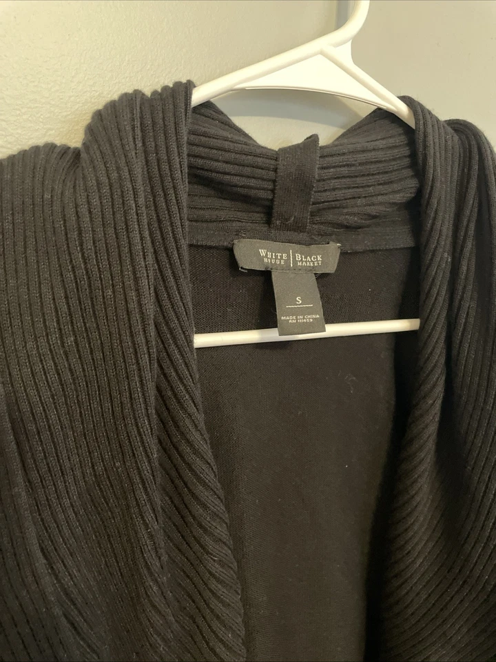 Cárdigan suéter negro de frente abierto White House Black Market para mujer talla S Foto 2 de 4