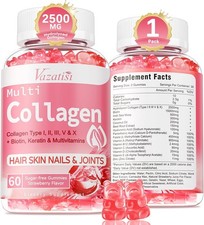 Collagen Peptide Gummies for Women Men Sugar Free, Hydrolyzed Collagen with Bi