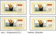 DENMARK MNH 2010 Frama/Post and Go ATM Lables, Viking Ship Set