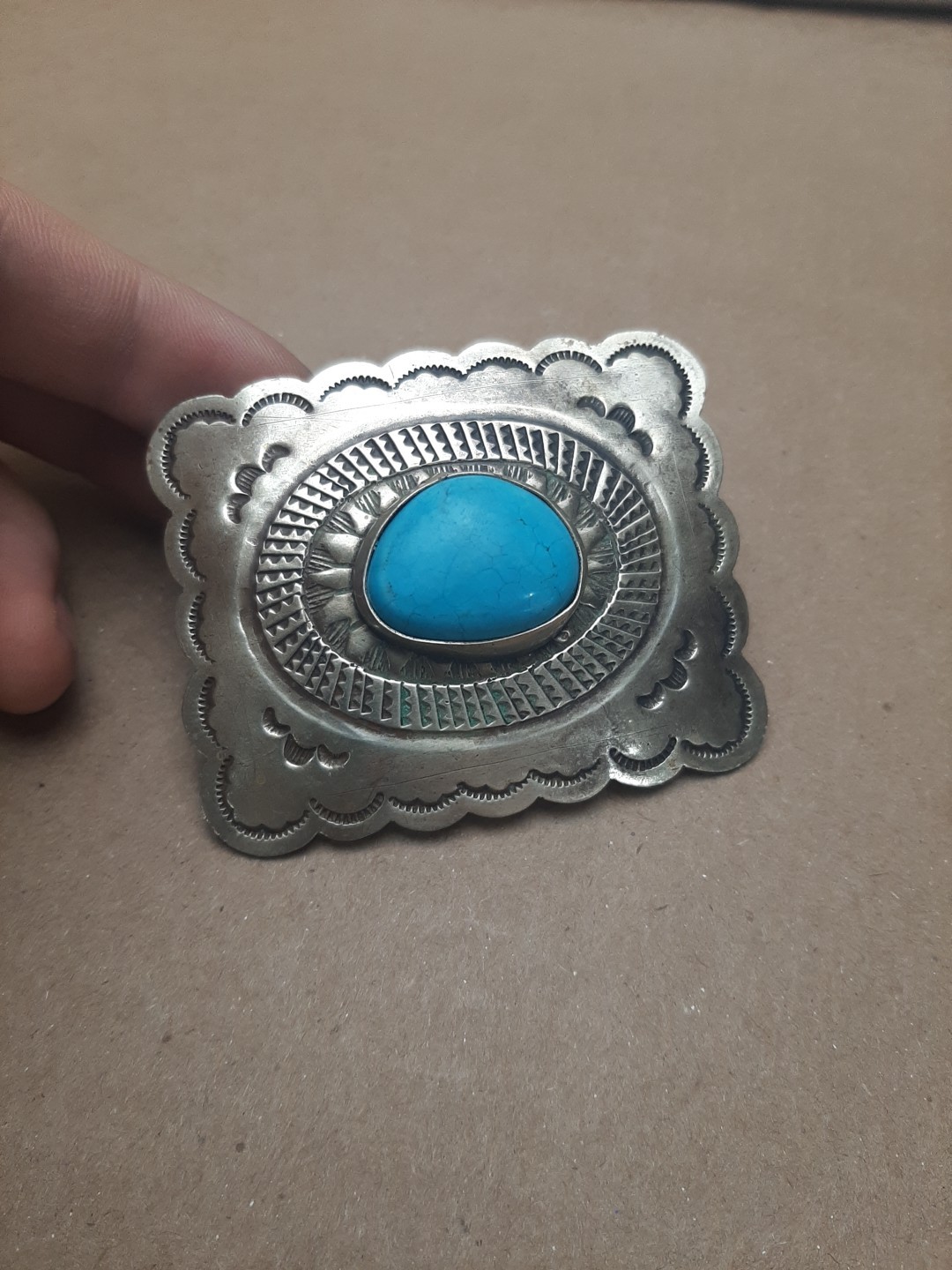 SILVER COLORED NATIVE AMERICAN BIG TURQUOISE BELT… - image 2