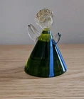 Vintage Murano Glass Angel Figurine Salviati & Co Italy Green Aventurine Halo 4"