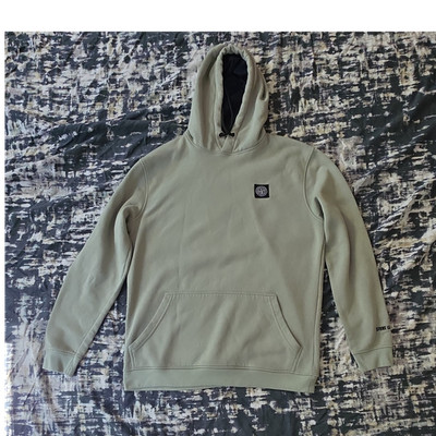 Stone Island Men's Green Cotton Logo Pullover Hoodie Sweatshirt L