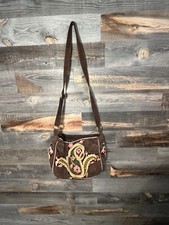 Embroidered suede leather purse