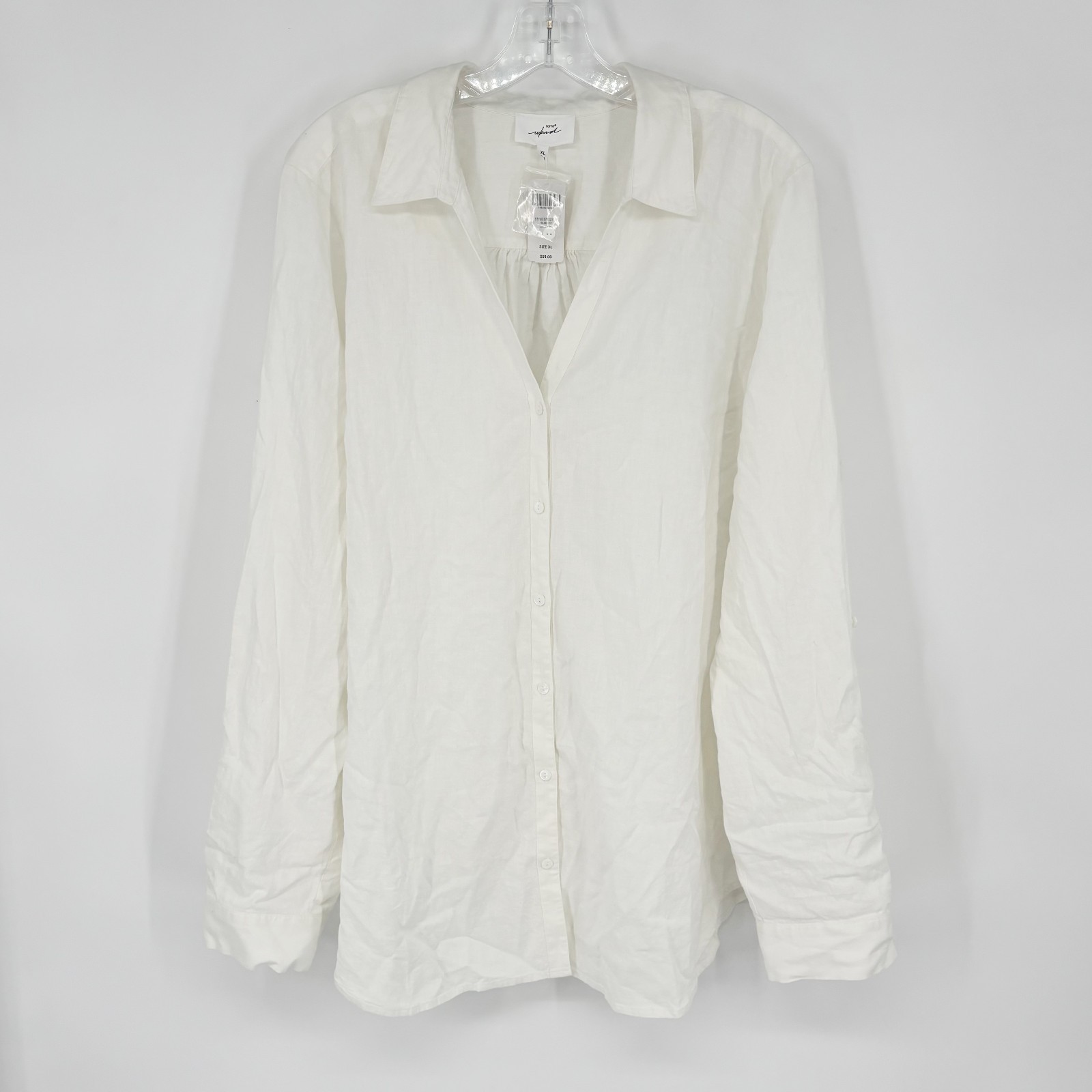 Soma XL Extra Large Tab Sleeve Linen Top Coastal Casual Vacation Beachy