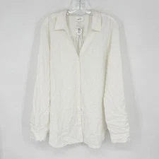 Soma XL Extra Large Tab Sleeve Linen Top Coastal Casual Vacation Beachy