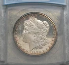1880 S $1  MORGAN SILVER DOLLAR ANACS MS 63-LUSTROUS WITH LIGHT RIM TONING-!!!!