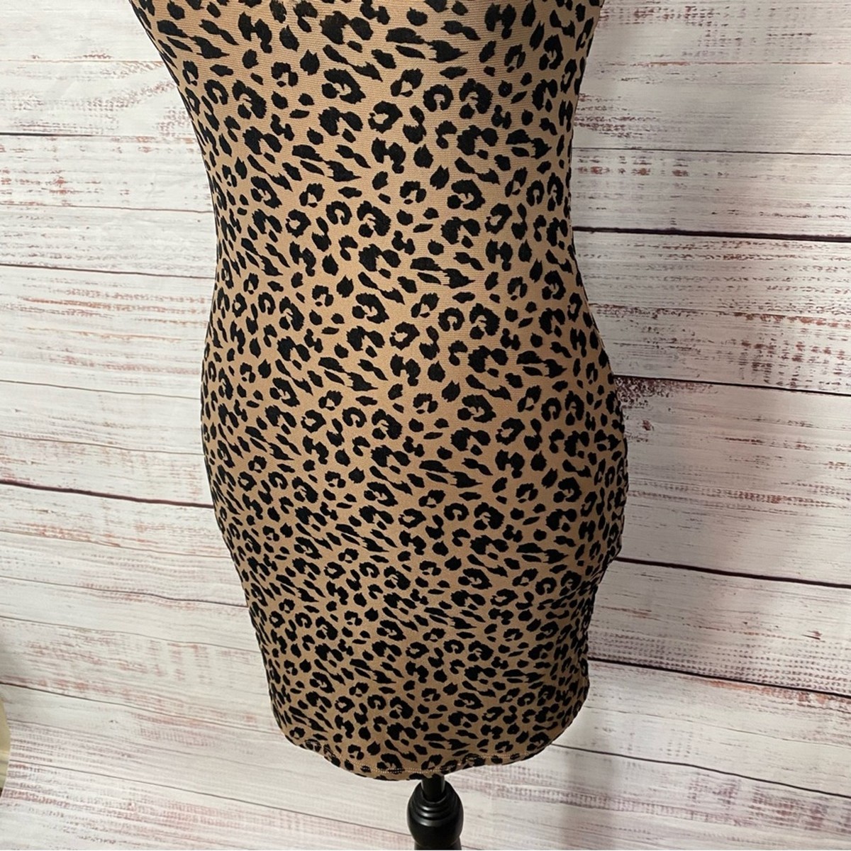 Majorelle Darsey Leopard Print ruffle neck size XSmall body-con mini dress View 3