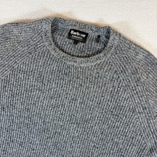 Barbour Sweater Mens Large Gray Wool Polyamid...