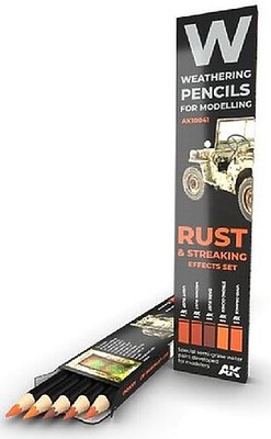 AK Weathering Pencils Rust amp; Streaking Effects Set (5 Colors) - Hobby and