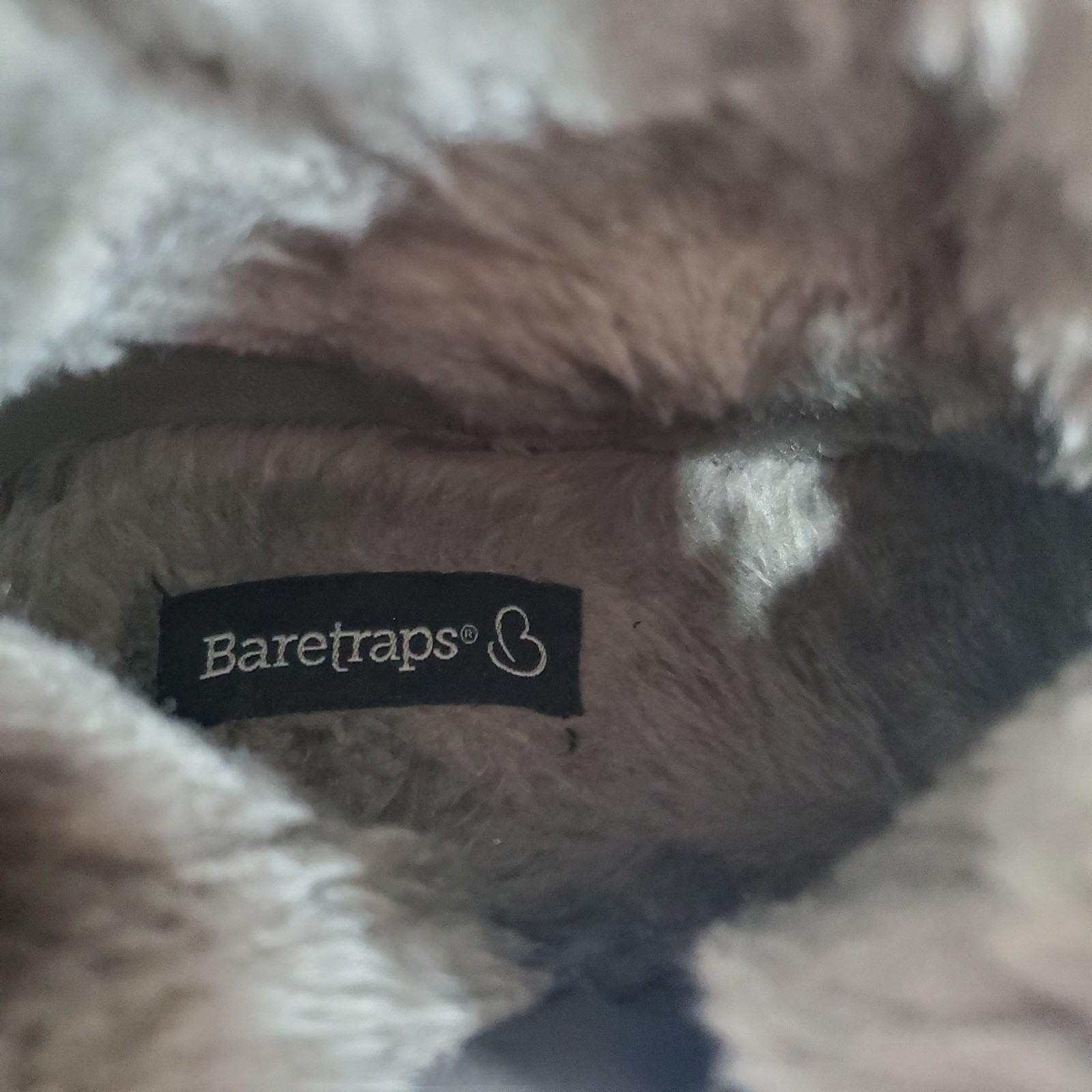 Baretraps Womens 9 Gray Suede Knit Cuff Boots Side Zip Buckle Detail Winter Warm