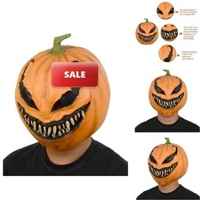 KJOCOS Creepy Pumpkin Mask Halloween Scary Pumpkin Head Mask Halloween Costume