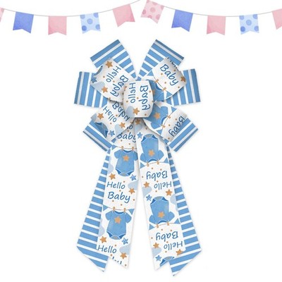 Estivaux Large Baby Shower Bows for Wreath, Gender Reveal Style 4: Blue