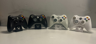Official OEM Microsoft Xbox 360 Wireless Controller Black White W/ Stand Tested