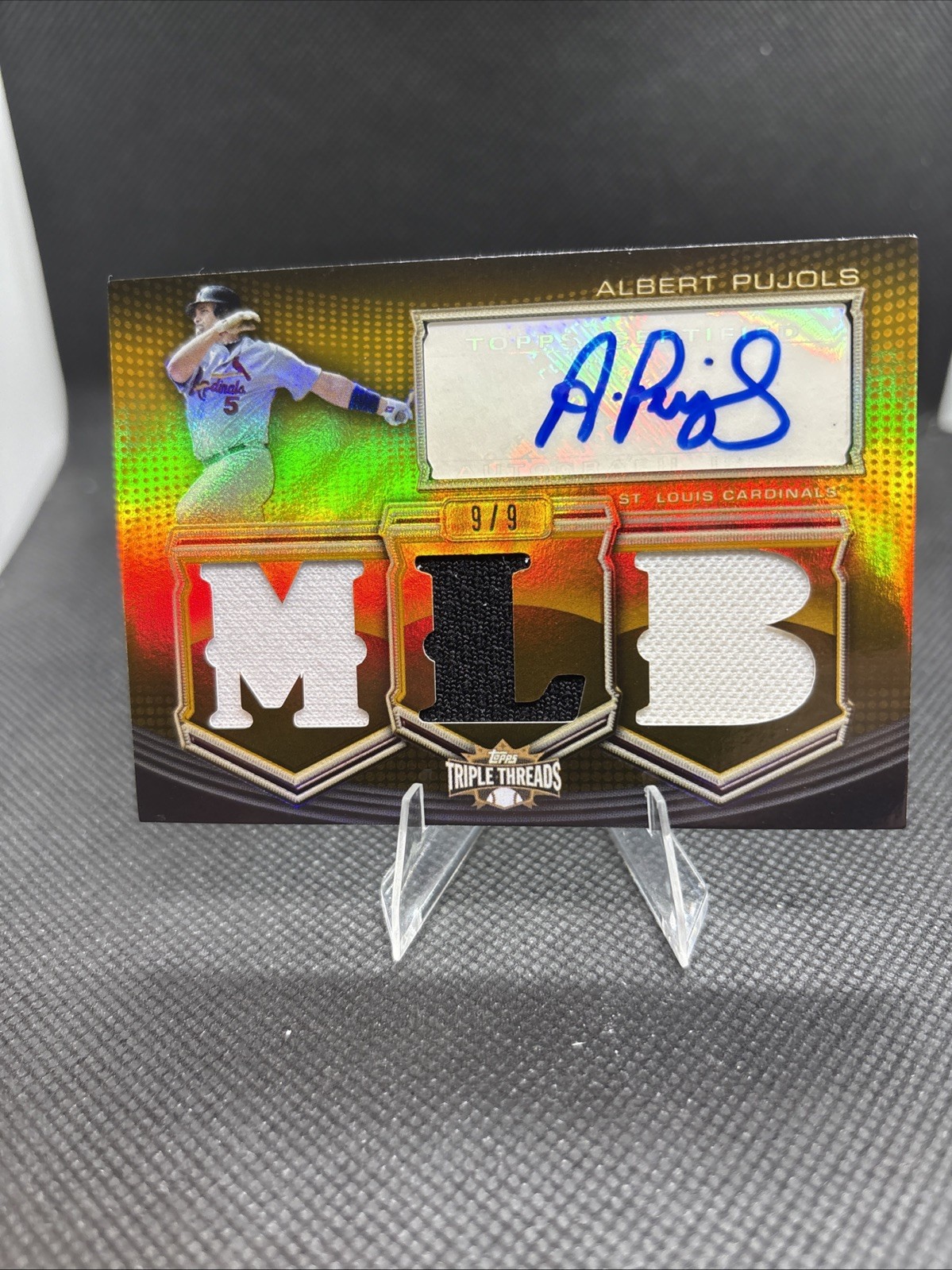 2010 Topps Triple Threads Albert Pujols 9/9 Bookend Auto Game Used Relic !!!!