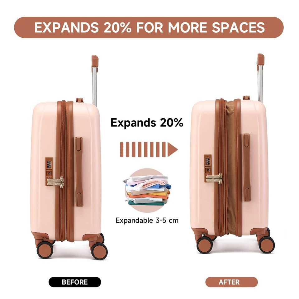 Juegos de equipaje de mano rígidos vintage 2 piezas con ruedas giratorias, lindo exp... Foto 4 de 4