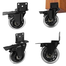 Set of 4 Caster Wheels 3 L-Shaped Bracket Casters Swivel Castor Furniture Ca...