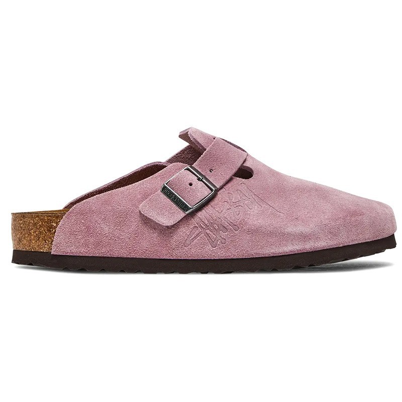 Birkenstock × Stussy Boston Clog Dusty Pink Suede Leather Shoes