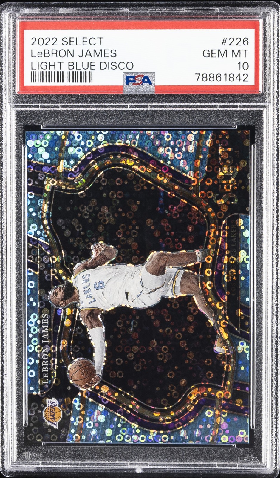 2022 PANINI SELECT LIGHT BLUE DISCO #226 LEBRON JAMES 53/99 PSA 10