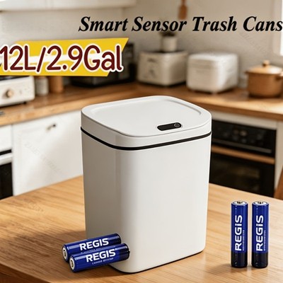 Touchless Smart Sensor Trash Can, 3.2 Gal (12L)，Contains batteries