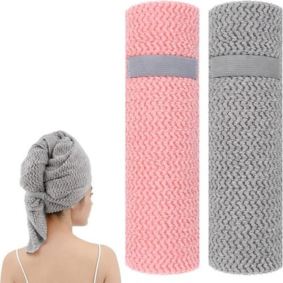 Lafefe 2er Pack großes Mikrofaser Haartuch Halstuch 60 x 100 Einheitsgröße, grau+rosa
