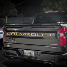 Yellow Raised Tailgate Plastic Letters Inserts Chevrolet Silverado 2019-2025