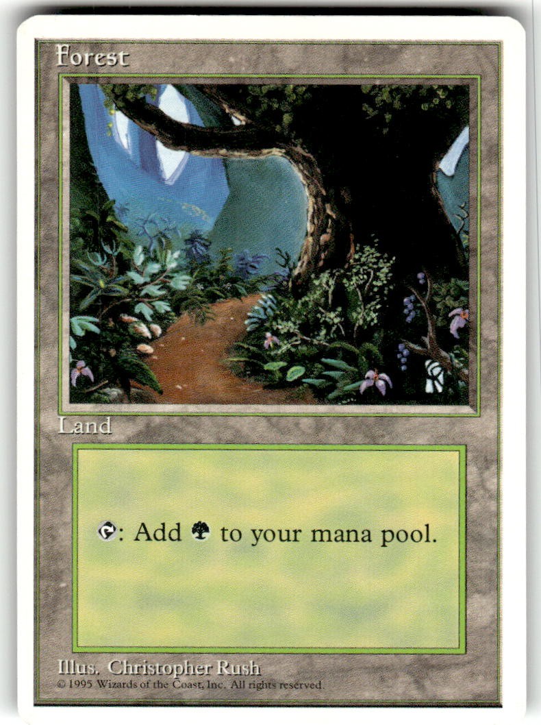 Forest (B) 175 Land Fourth Edition Magic: The Gathering Near Mint