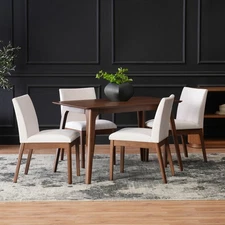 5Piece Dining Table Set with One Solid Wood Frame Table and 4 Upholstered Chairs