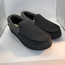 Dearfoams Mens Moccasin Slippers Charcoal Grey Size Large 11-12 NEW w/o Box
