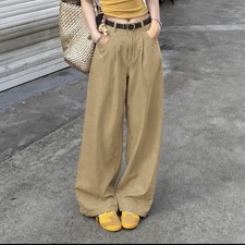Pleated Dress Pants Womens M Tan Wool