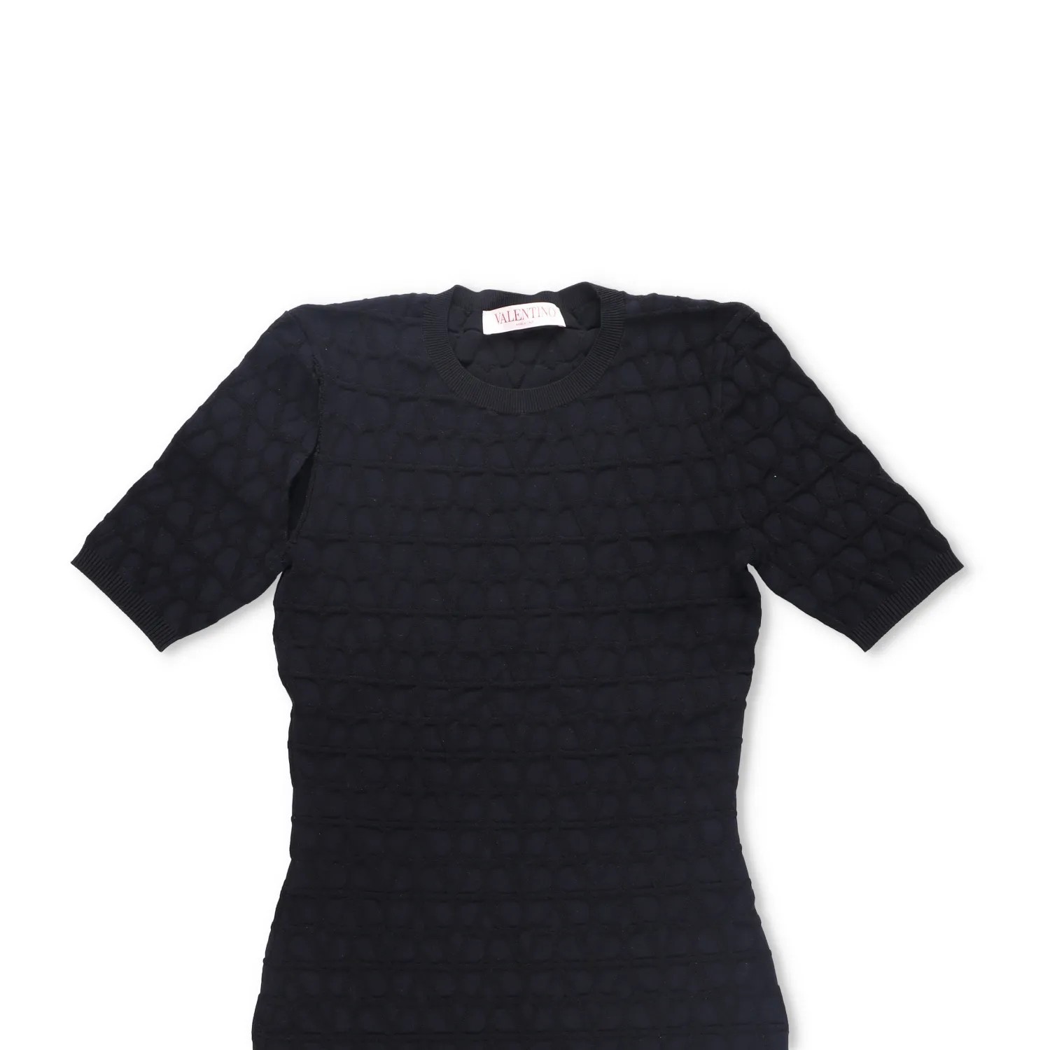 VALENTINO Womens Knit Midi Dress Black Round Neck Half Sleeve Large RRP 1850 thumbnail 4