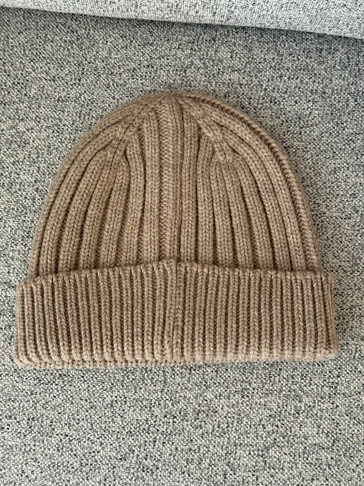 NUEVO CON ETIQUETAS J.CREW Gorro para hombre beige acanalado mezcla de lana | TALLA ÚNICA | $49.50 Foto 2 de 4