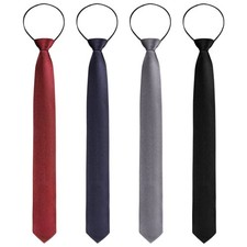 4 Pieces Zipper Ties for Men Adjustable Men's Black, Navy, Grey, Dark Red