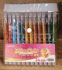 SASPOO 24 Glitter Gel Pens Metallic Vibrant Sparkle for Coloring Art Crafts