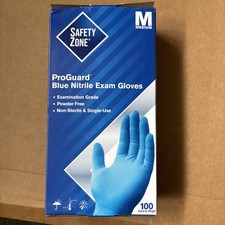 The Safety Zone GNPR-MD-1M Powder-Free Nitrile Gloves, Medium - Blue 100 Pack