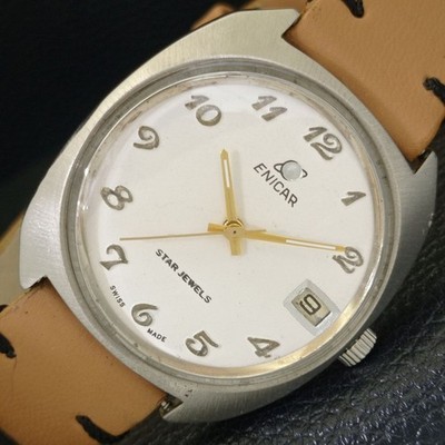 VINTAGE ENICAR STAR JEWELS AUTOMATIK 167 SWISS HERREN WEISSES ZIFFERBLATT UHR a700139-2