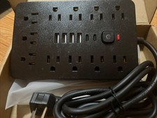 6 FT Flat Plug Surge Protector Power Strip,11 Multiple AC Outlets with 6 USB ...
