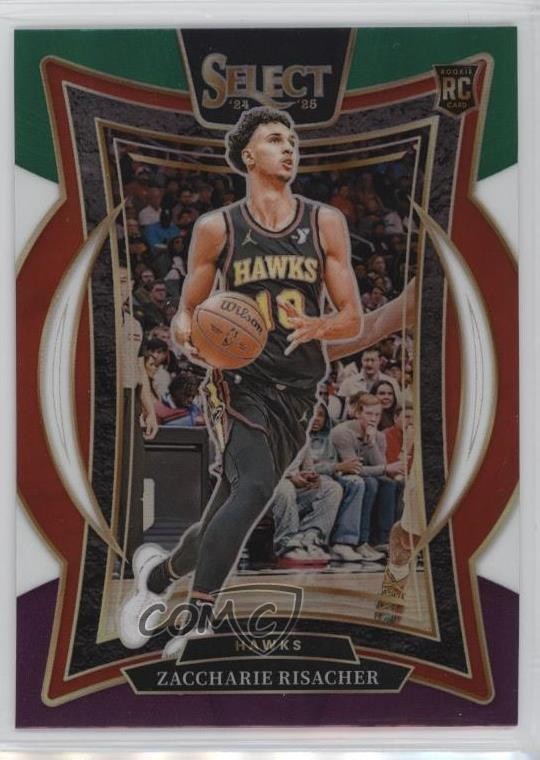 2024-25 Panini Select Concourse Green White Purple Prizm Zaccharie Risacher 1pk2