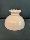 Vintage Milk Glass Shade oil lamp ruffle top chimney 9.75” X 5 “ MINT