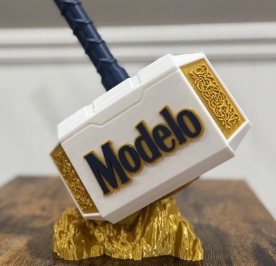 13  Modelo Beer inspired Thor Mjolnir Hammer & Rock Display man cave decor Gifts
