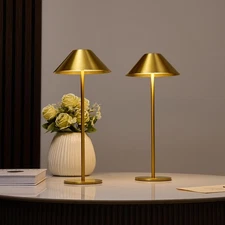 Bojim Gold Cordless Lamp Set of 2, Rechargeable Touch Table Lamps with 3 Colo...