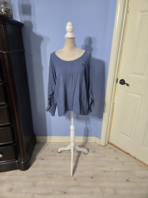 Moa Moa Large Blouse Womens Blue Long Sleeve