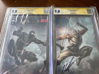Snake Eyes & Storm Shadow Set Dead game #1 Signed By Rob Liefeld & Ray Park 9.8