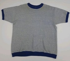 Vintage 60s 70s Striped Pattern Short Sleeve Sweatshirt USA True Rare Athletic