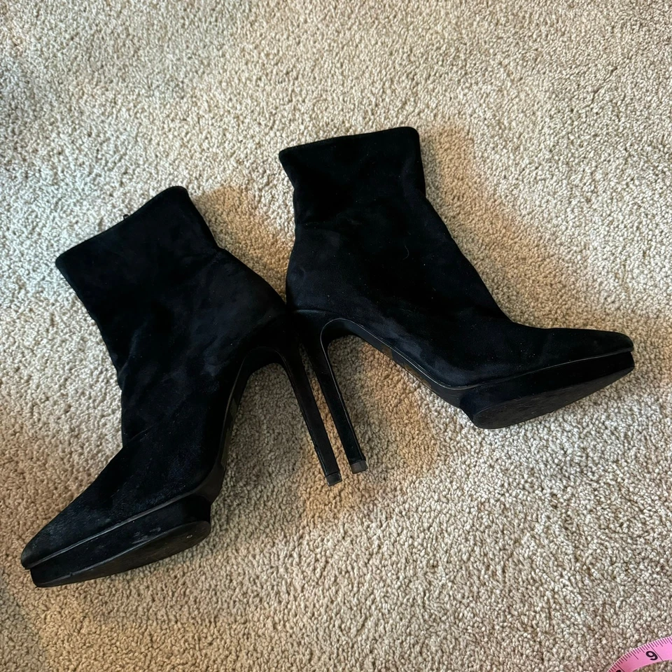 Botines Jeffrey Campbell Punta Punta Tacón Alto Gamuza Negros Talla 7.5 Foto 2 de 4