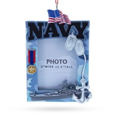 Patriotic Navy Photo Frame Resin Ornament