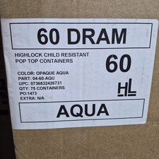 60 DRAM Highlock Child resistant pop top containers Aqua 75 units
