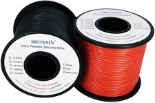 Fil de silicone Shonsin 24 AWG 400 pieds noir rouge cuivre étamé haute température